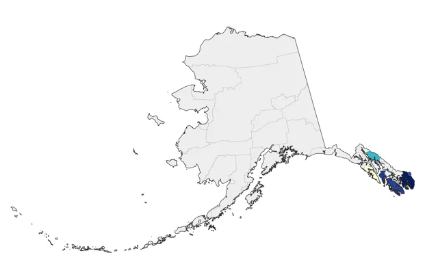 Black-throated Gray Warbler county map