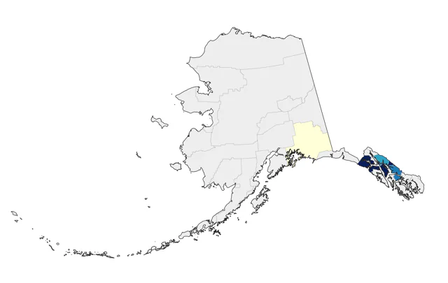 Great Crested Flycatcher county map