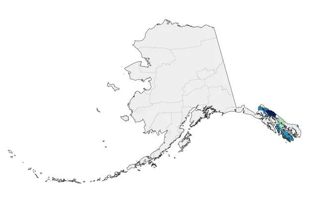 Mountain Chickadee county map