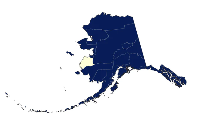 Red-necked Grebe county map