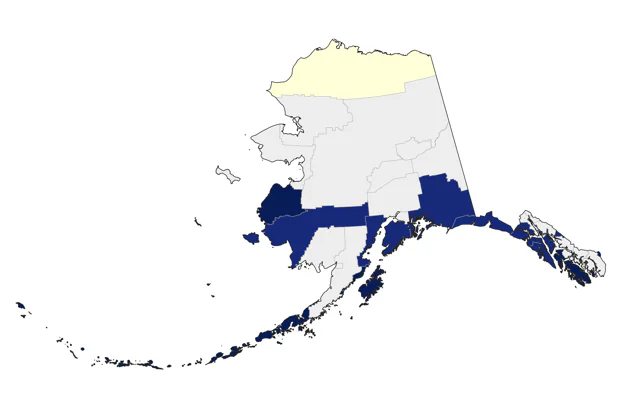 Short-tailed Albatross county map