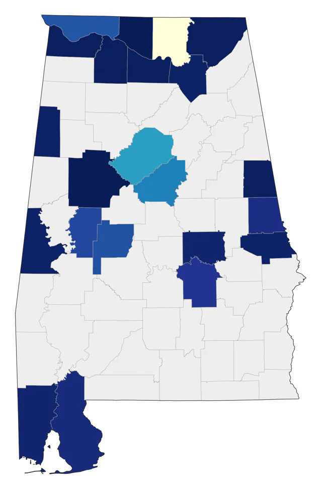Alder Flycatcher county map