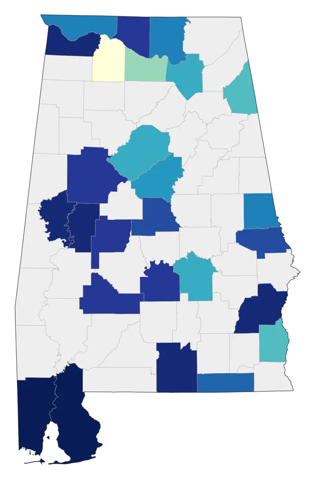 American Avocet county map