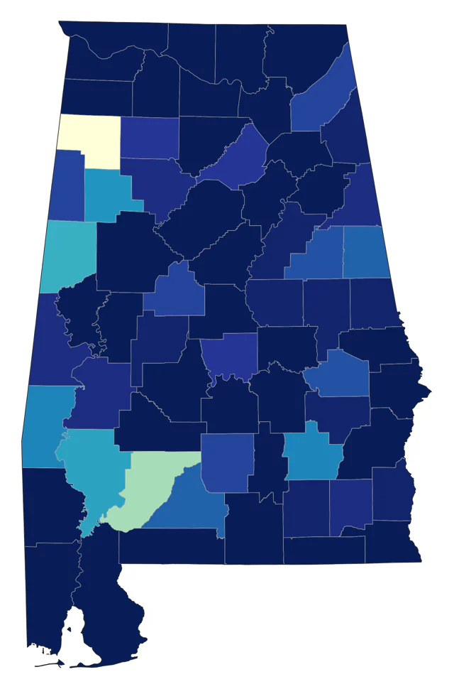 American Coot county map
