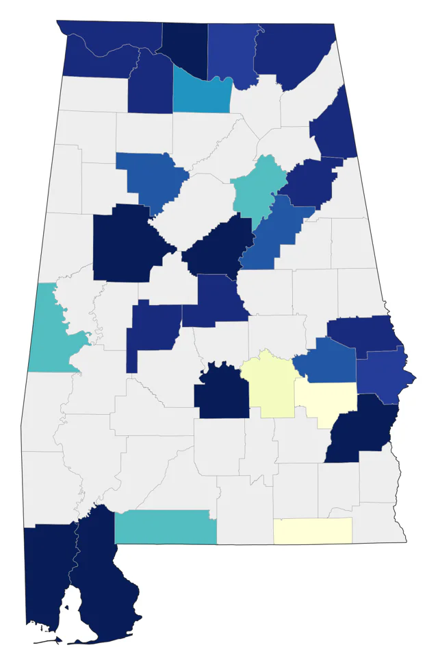 American Golden-Plover county map