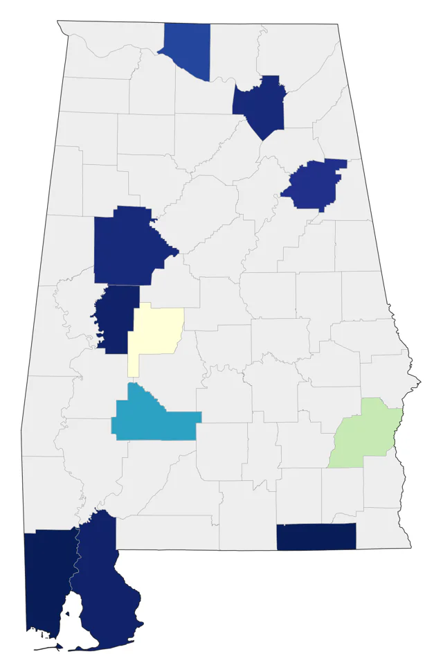Ash-throated Flycatcher county map