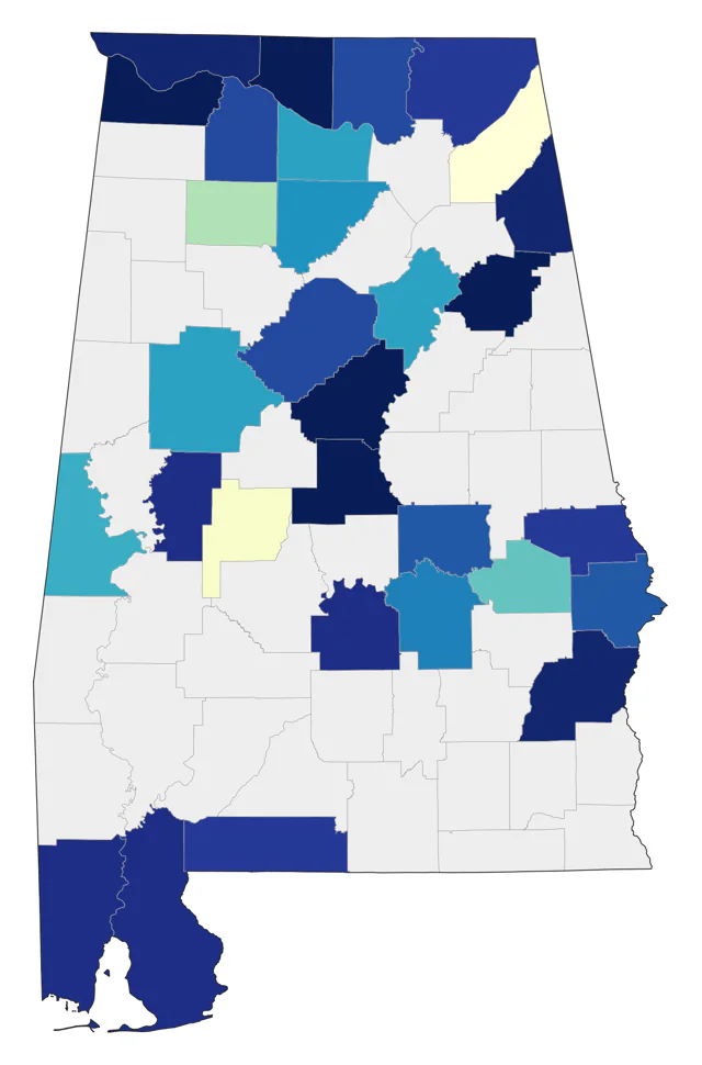 Baird's Sandpiper county map