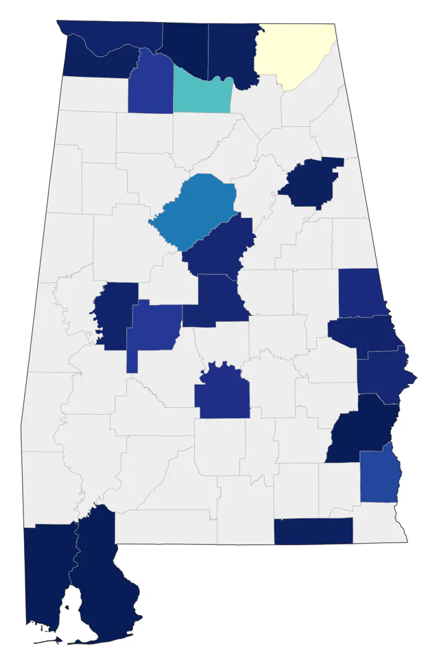 Black-bellied Plover county map