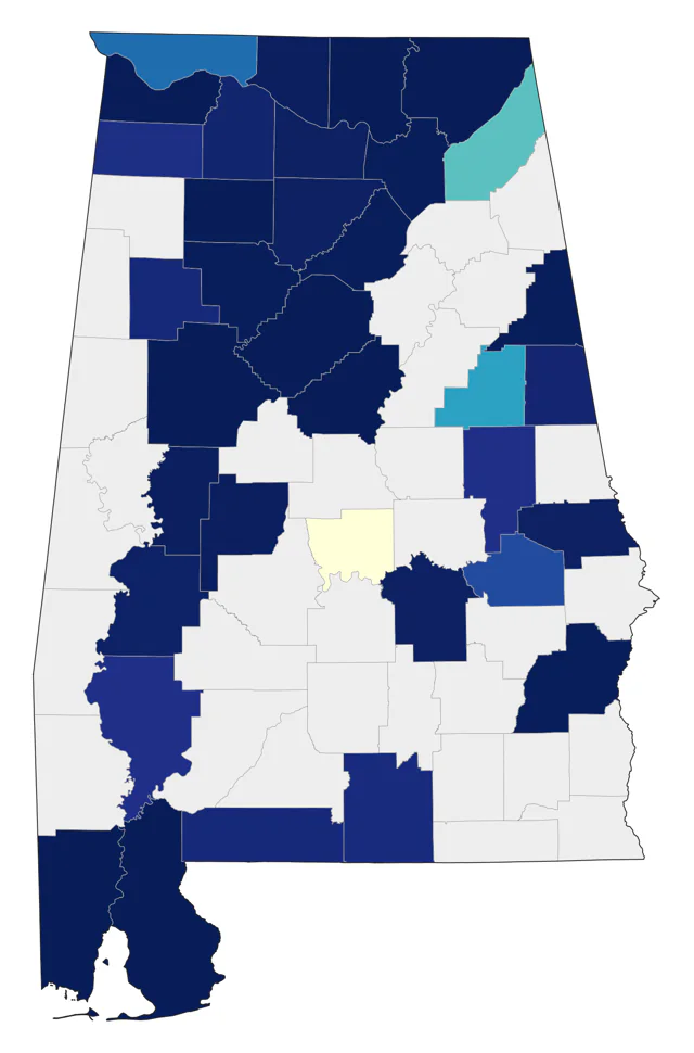 Black-billed Cuckoo county map