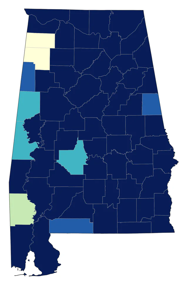 Blue-headed Vireo county map