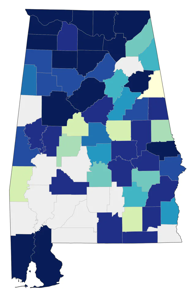 Blue-winged Warbler county map