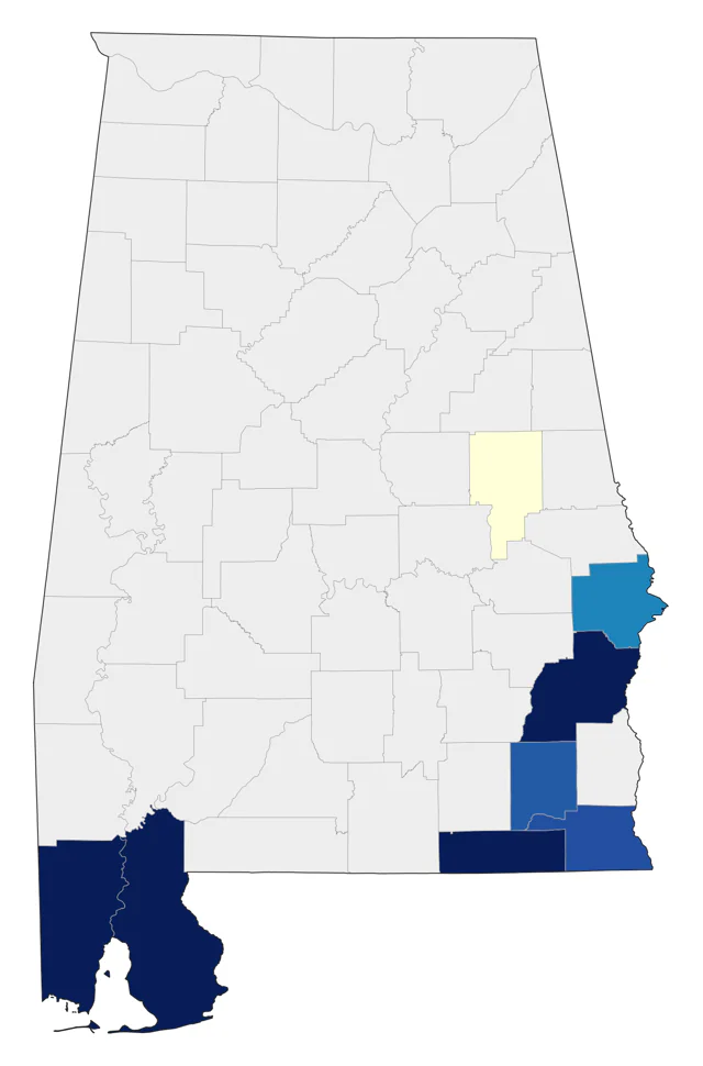Boat-tailed Grackle county map