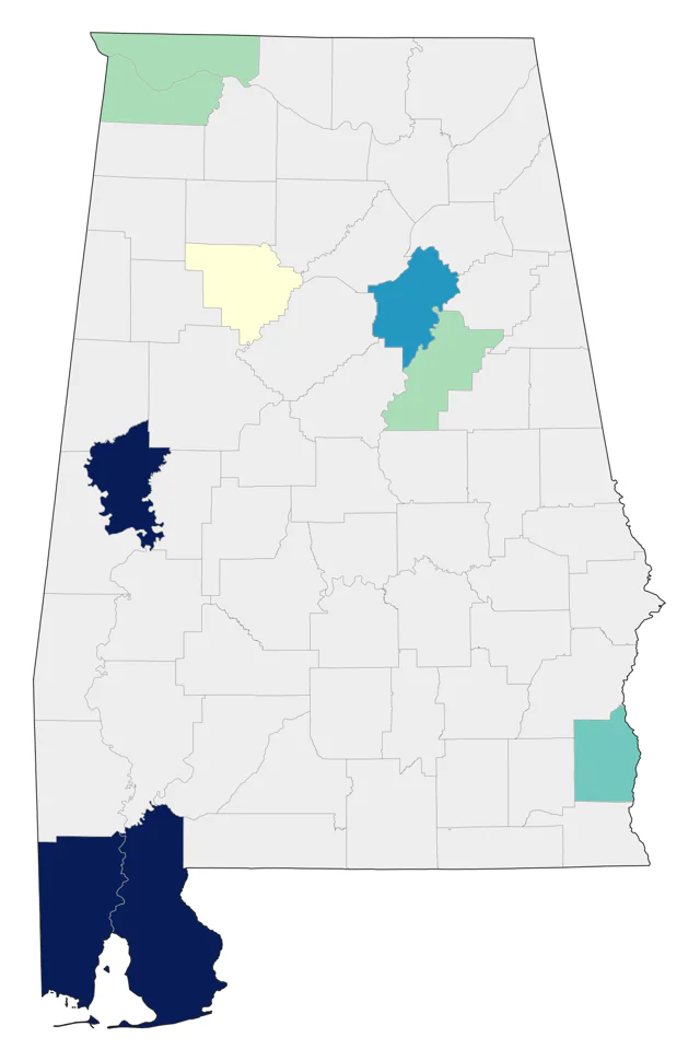 Brown Booby county map