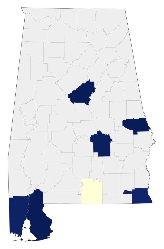 Bullock's Oriole county map