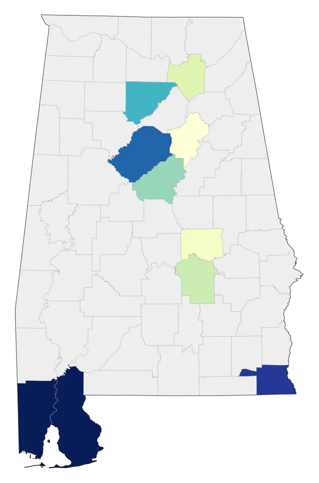 Calliope Hummingbird county map