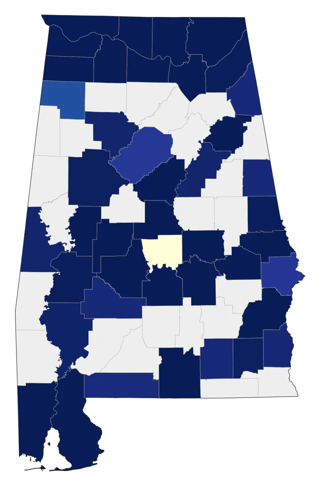 Canvasback county map