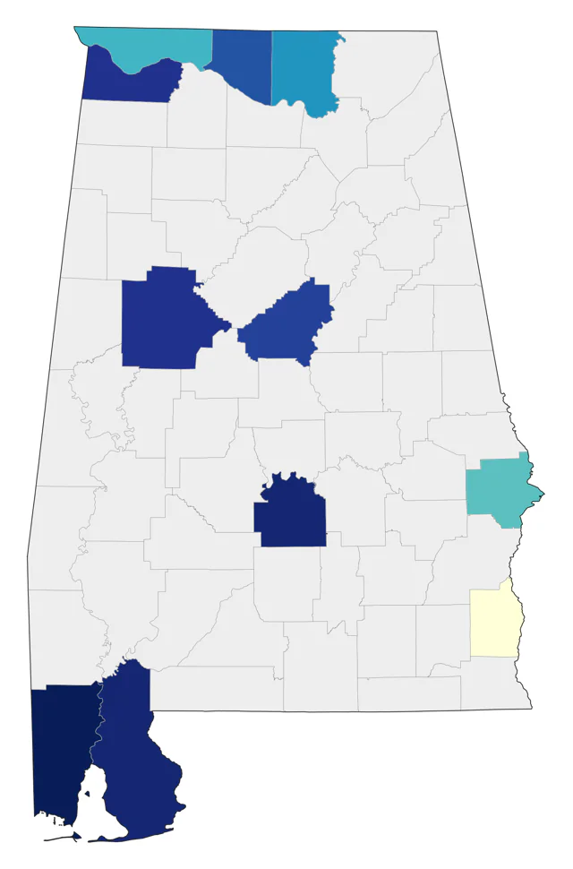 Cave Swallow county map