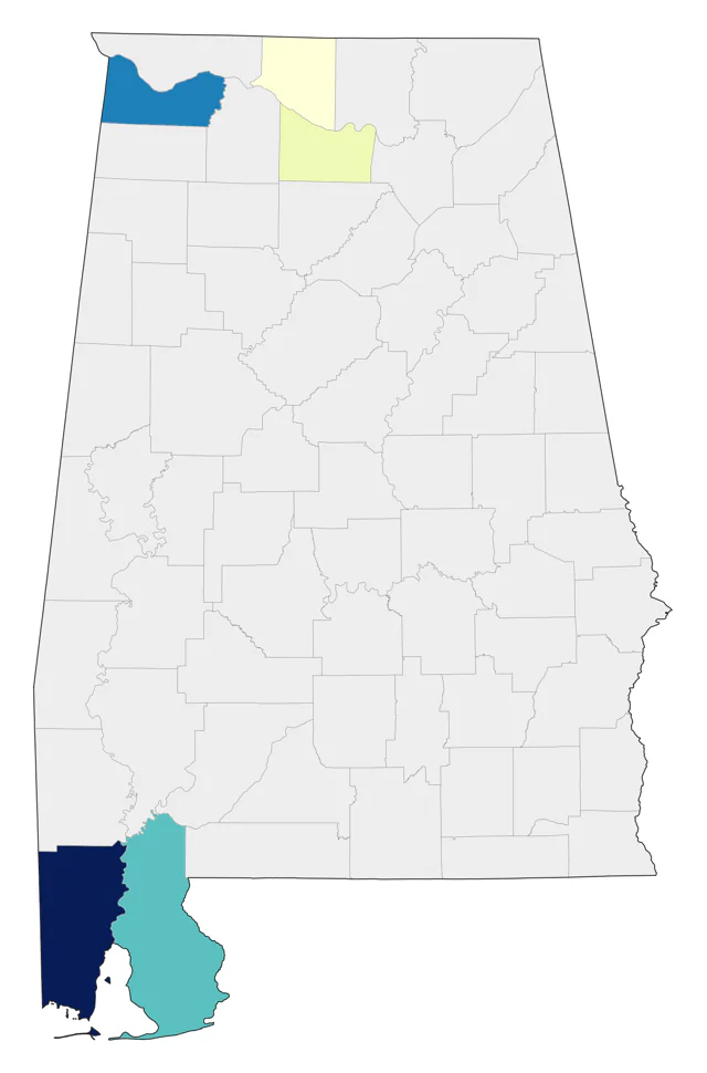 Cinnamon Teal county map