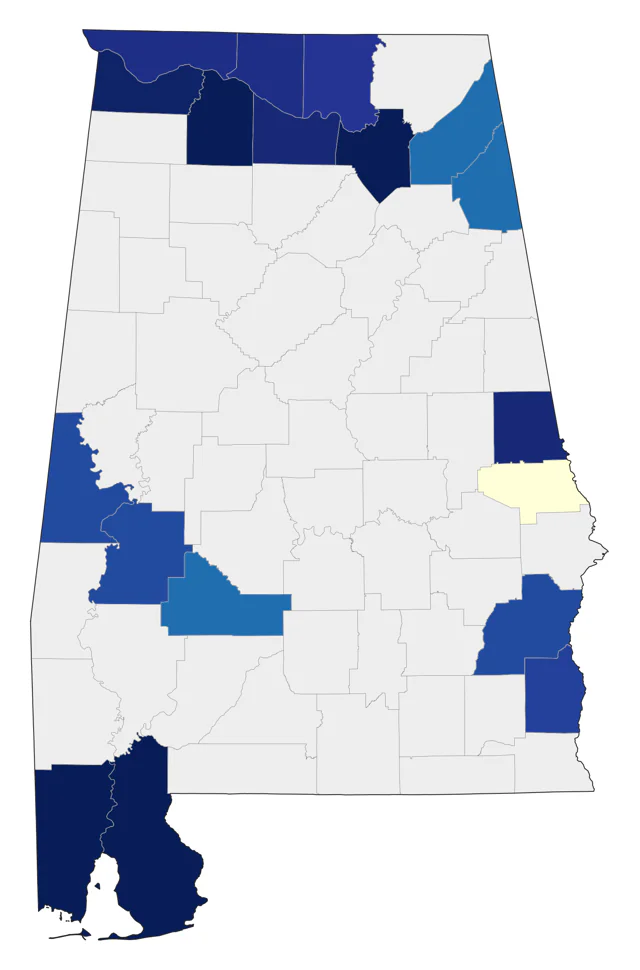 Common Tern county map