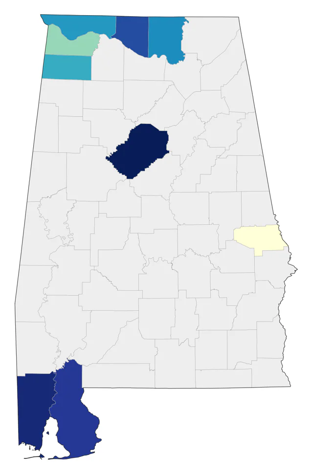 Connecticut Warbler county map
