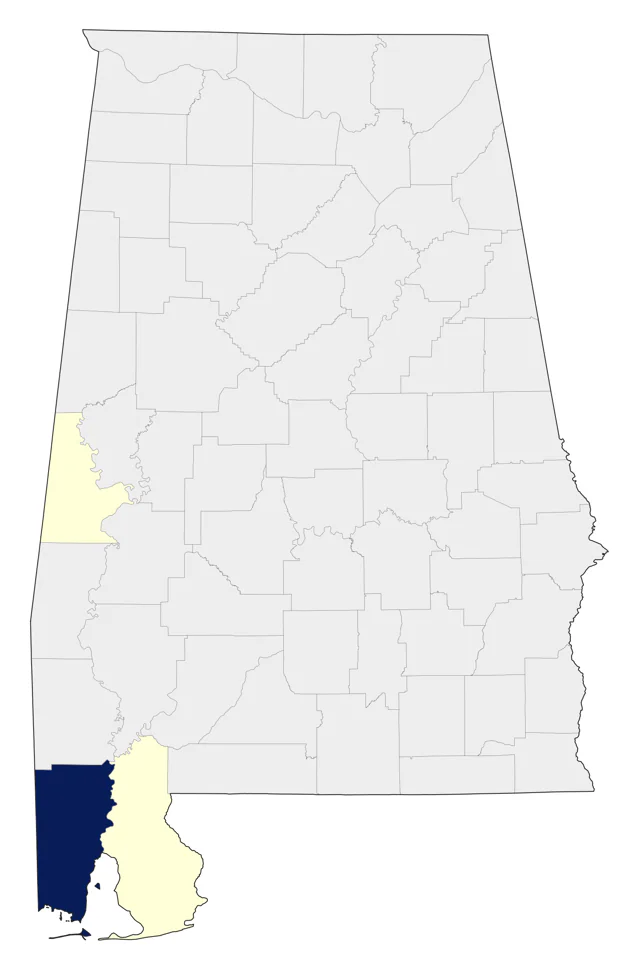 Couch's Kingbird county map