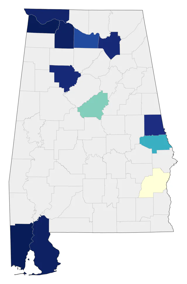 Eared Grebe county map
