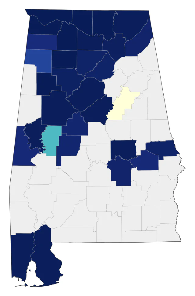 Eastern Warbling Vireo county map