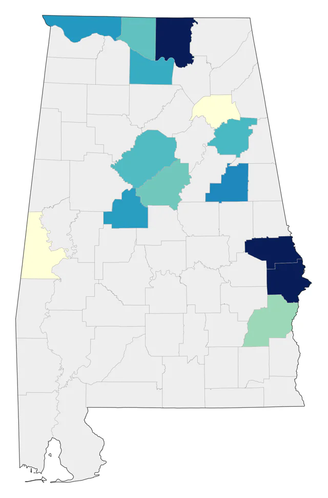 Evening Grosbeak county map