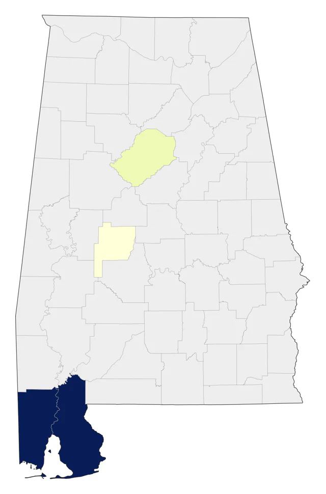 Fulvous Whistling-Duck county map