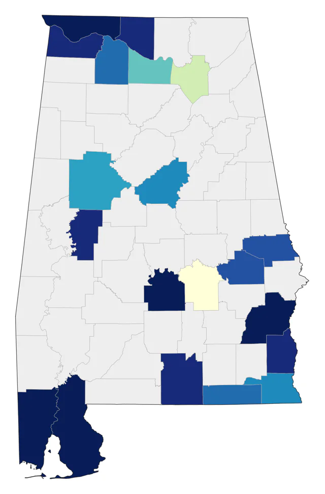 Glossy Ibis county map