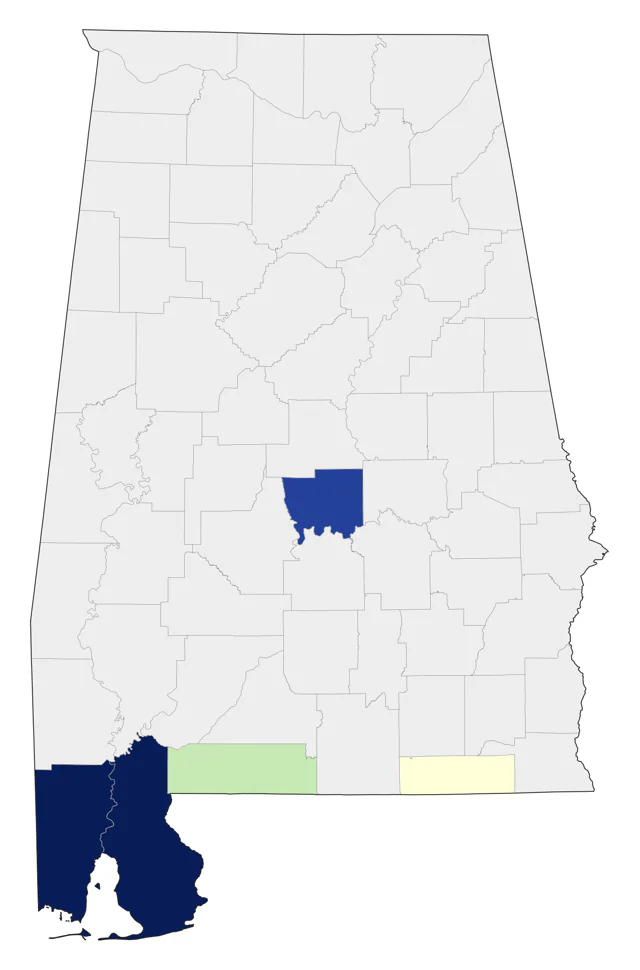 Gray Kingbird county map