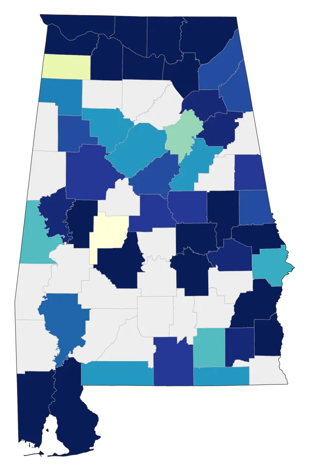 Greater Scaup county map