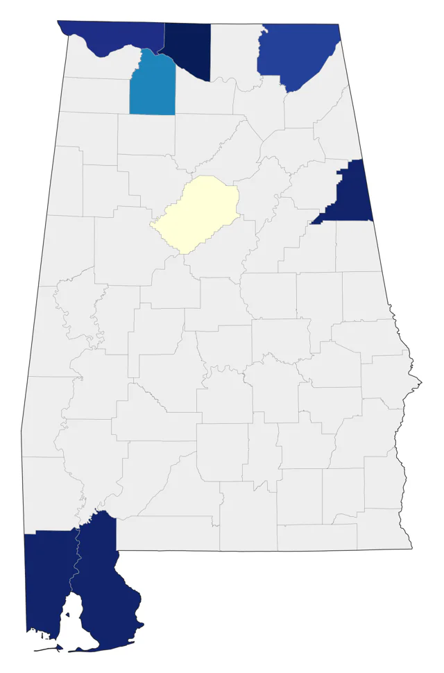 Harris's Sparrow county map