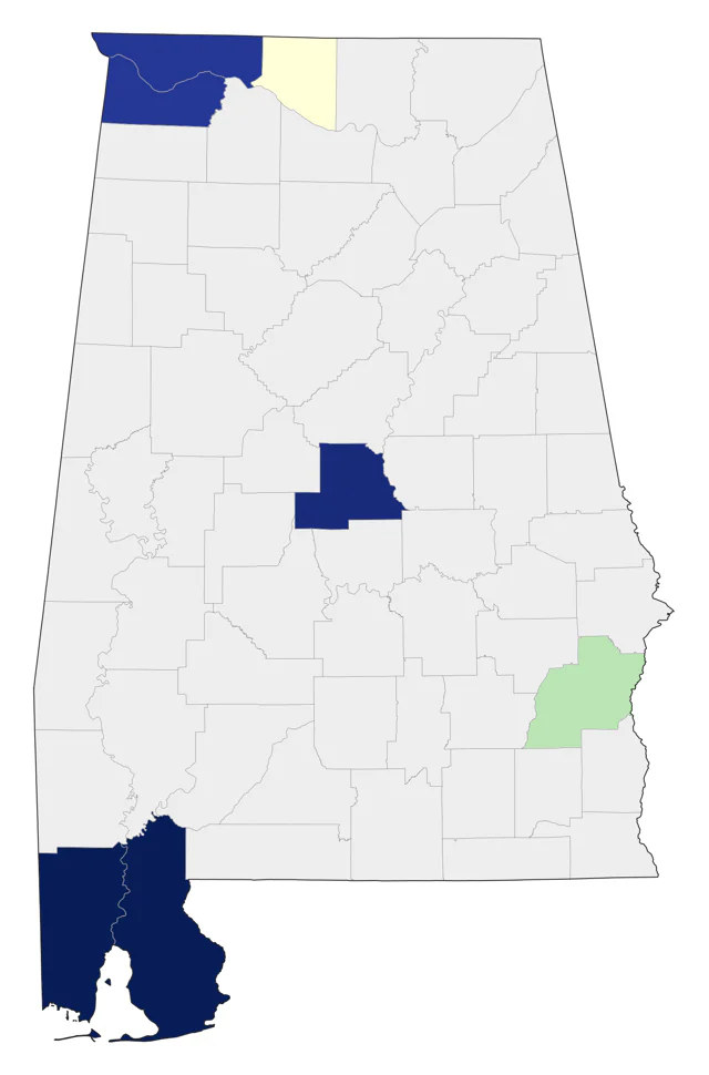 Hudsonian Whimbrel county map