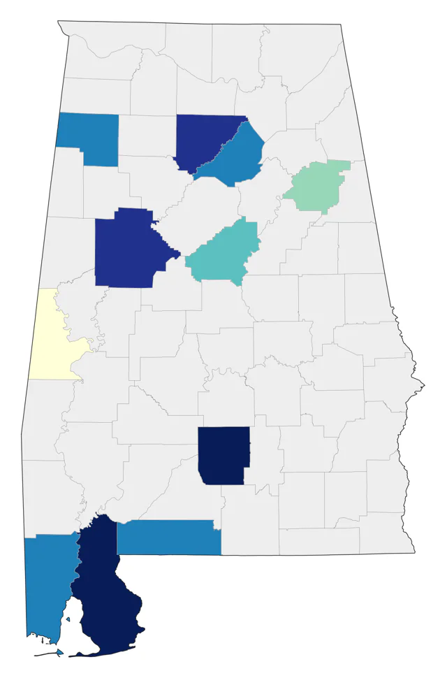 Indian Peafowl county map