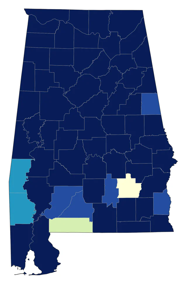 Kentucky Warbler county map