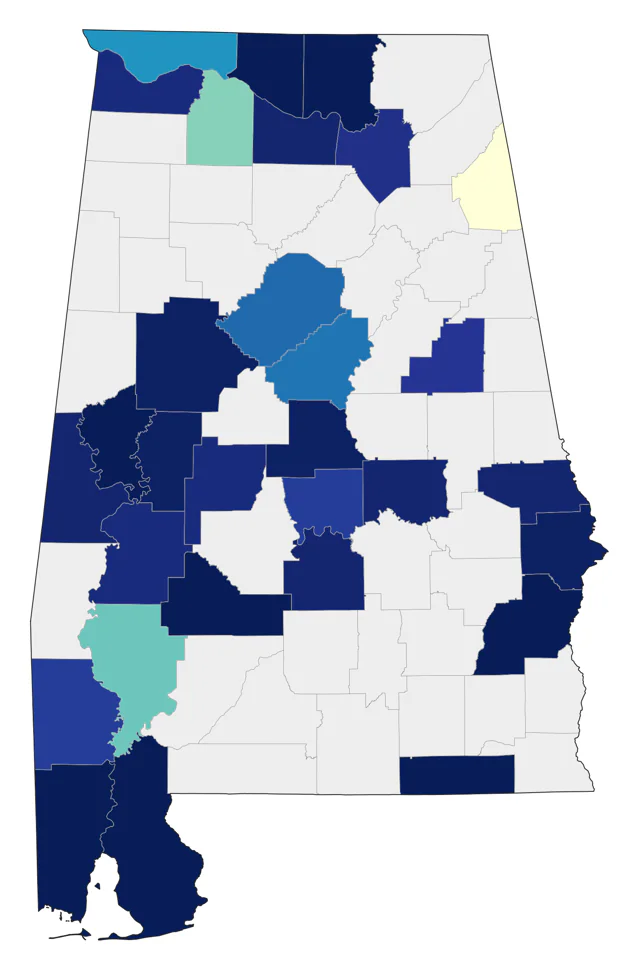 Least Bittern county map