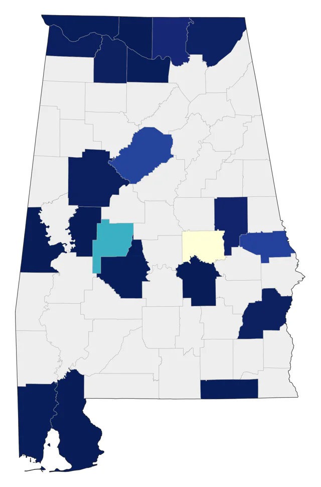 LeConte's Sparrow county map