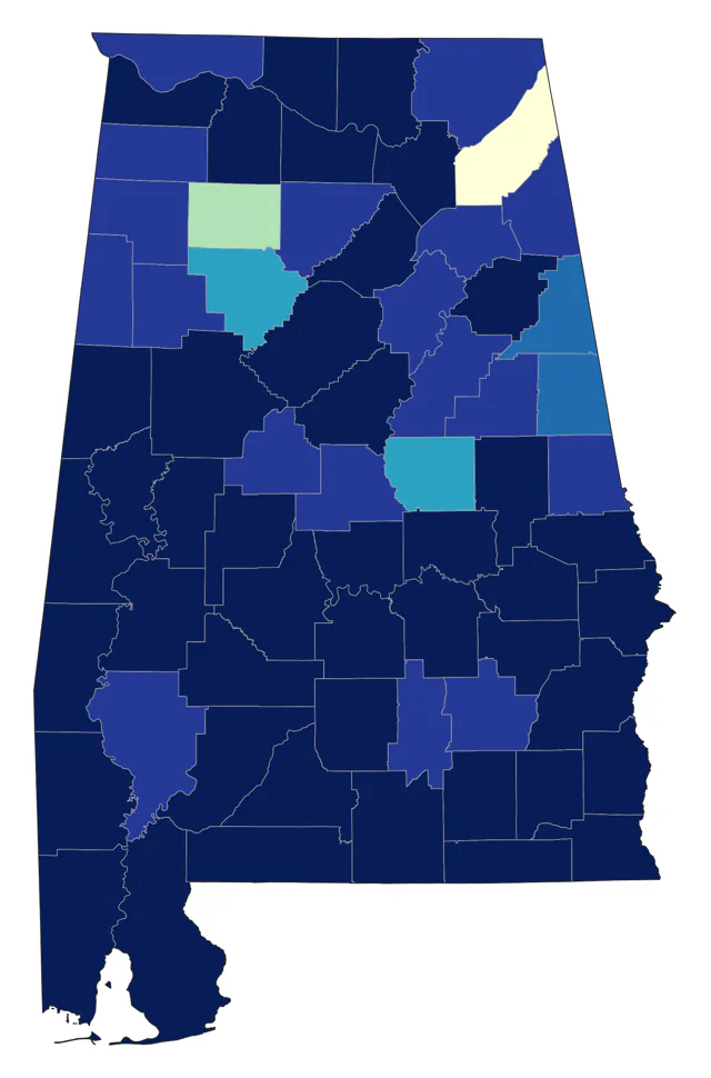 Little Blue Heron county map