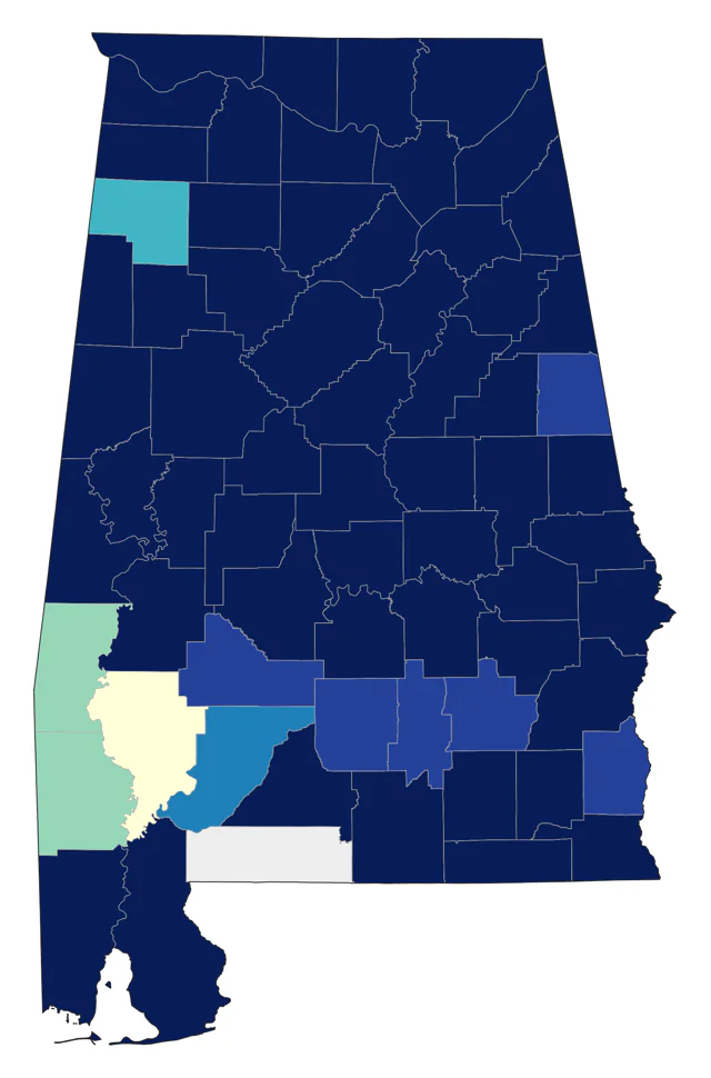 Louisiana Waterthrush county map