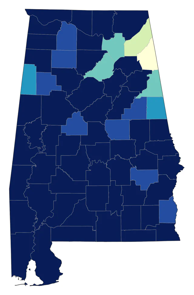 Mississippi Kite county map