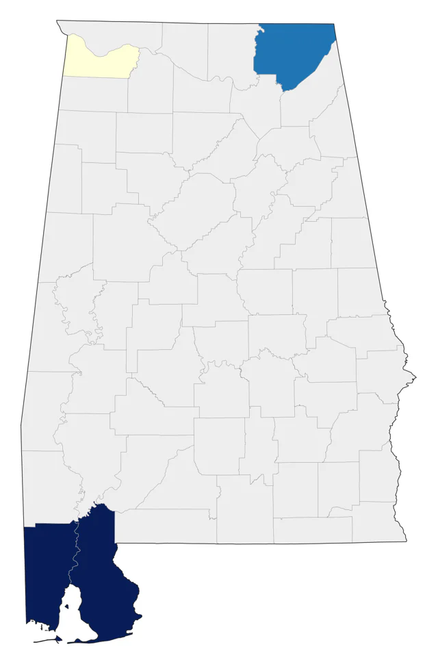 Mottled Duck county map