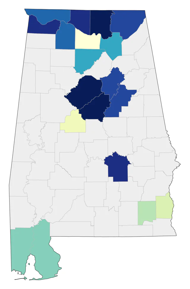 Mute Swan county map