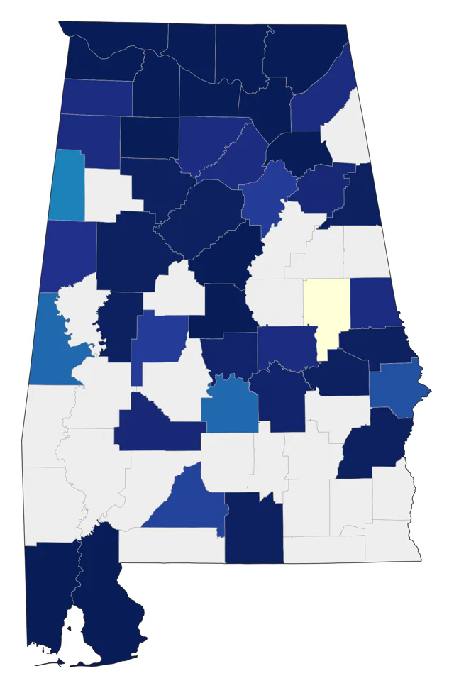 Nashville Warbler county map