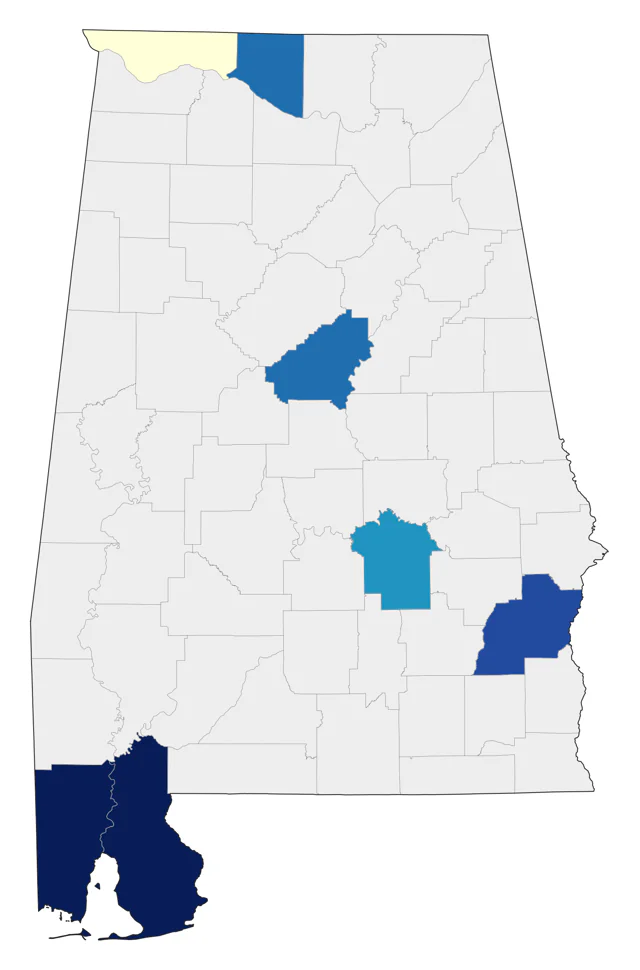 Nelson's Sparrow county map