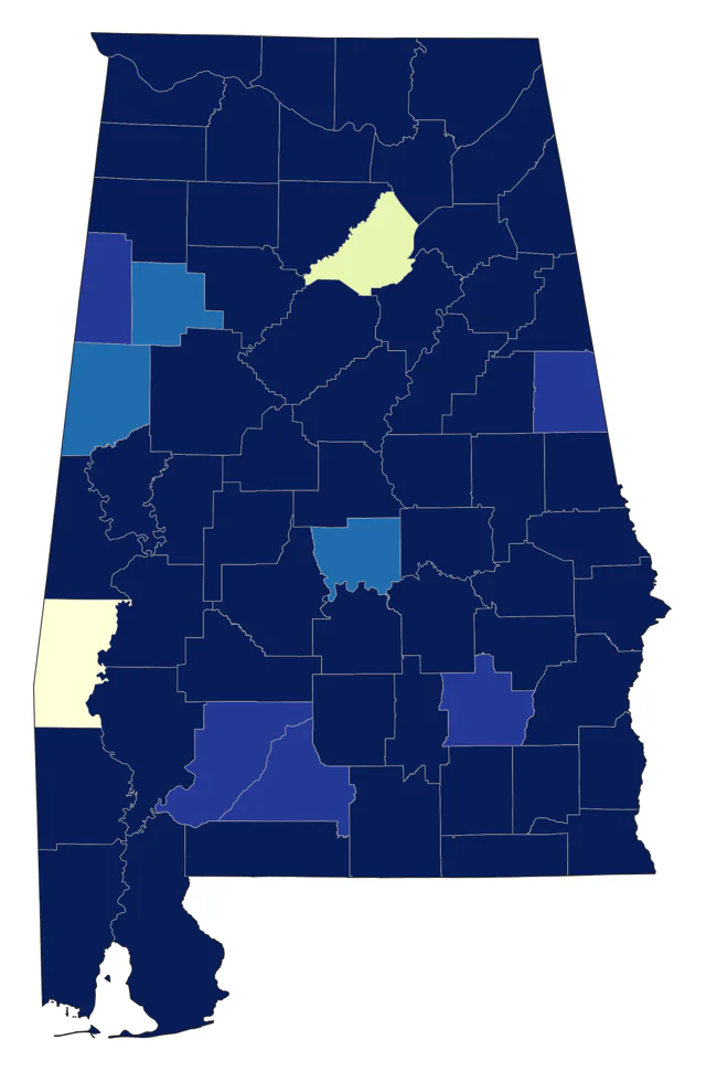 Pied-billed Grebe county map