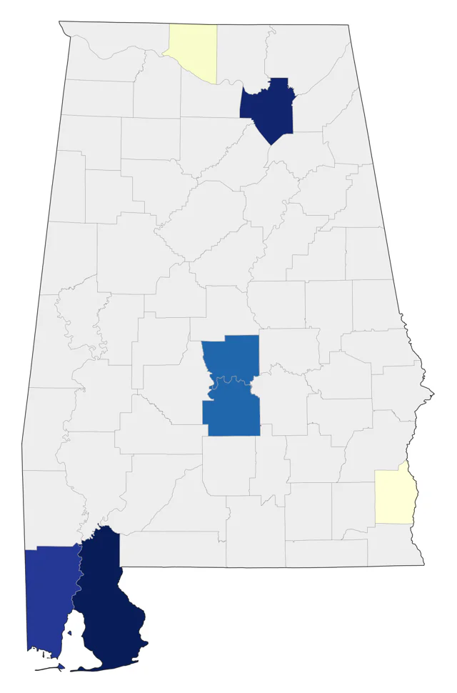 Pomarine Jaeger county map