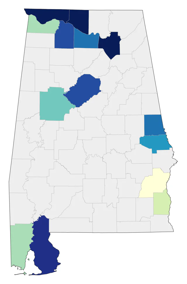 Red-throated Loon county map
