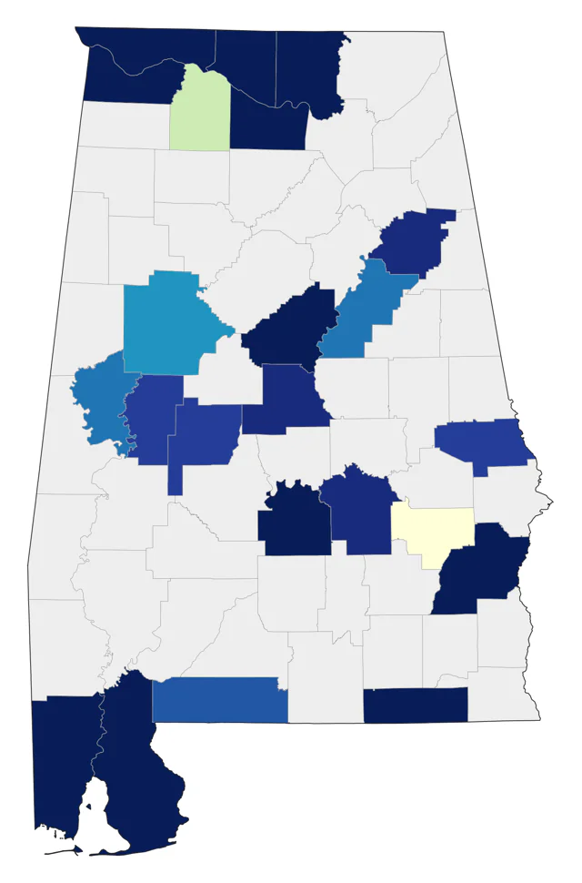 Short-billed Dowitcher county map