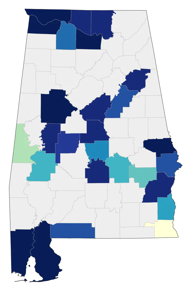 Stilt Sandpiper county map